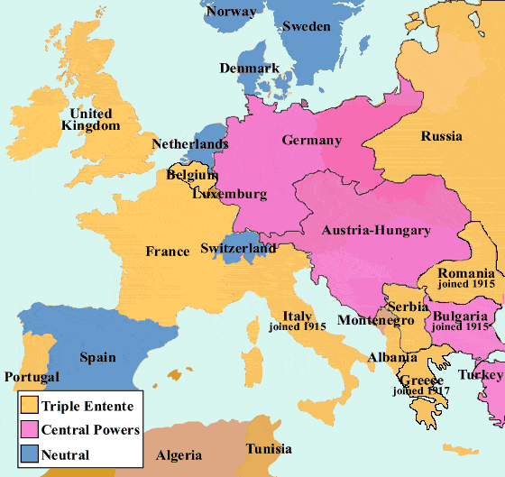 Mapa Europa Primera Guerra Mundial