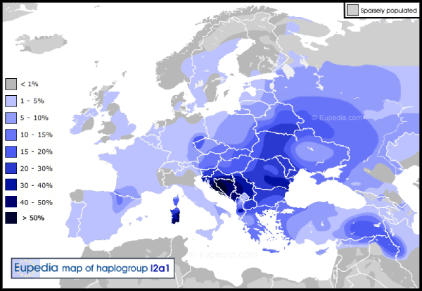 mapa europa haplogrupo I2a1
