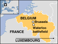 mapa situación Waterloo en Bélgica