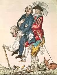 imagen satirica del pueblo llano cargando con la nobleza y el clero