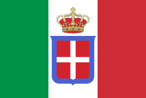 Bandera del reino de Italia con escudo de los Saboya