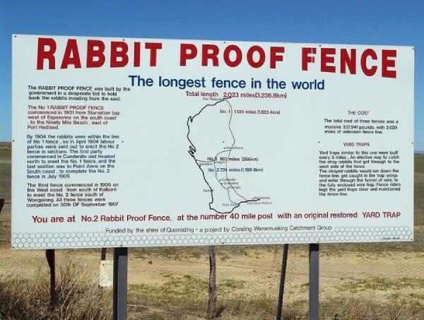 Rabbit proof fence sign