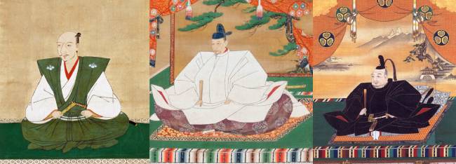 Retratos de Oda Nobunaga, Toyotomi Hideyoshi y Ieyasu Tokugawa